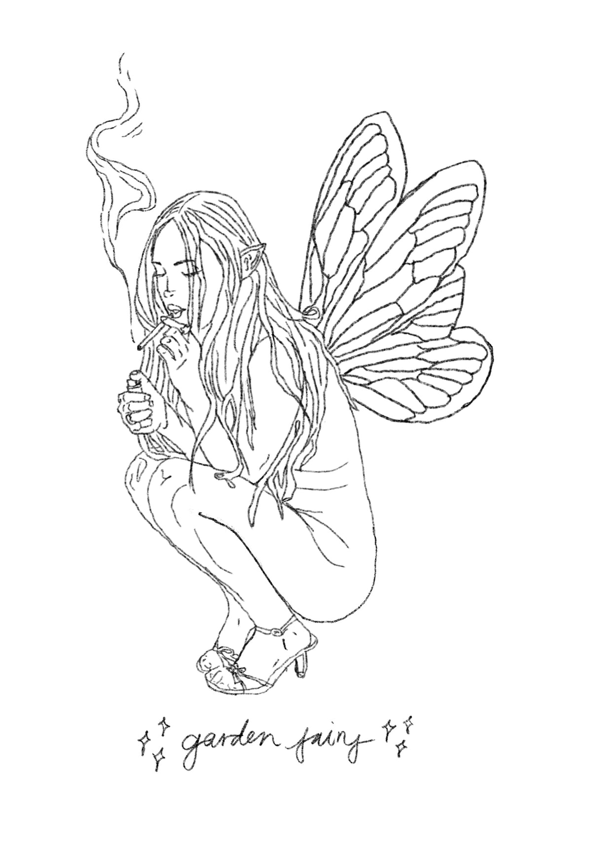 custom garden fairy drawing! (digital file)